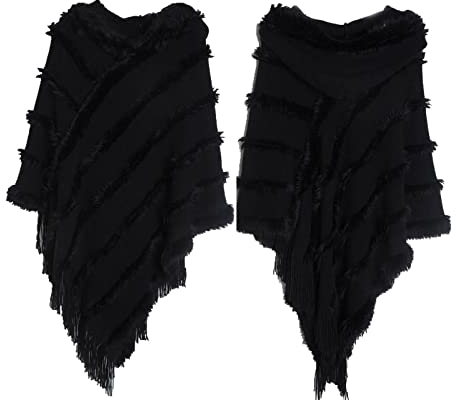 Stfery Halstücher Damen Winter, Schal Frauen Schwarz Scarf Acryl Schwarz Kapuzenschal Halstuch 70x70CM Weich Warm