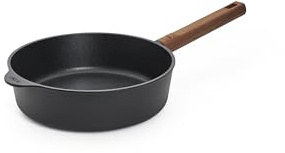 Woll Eco Logic QXR Viereckpfanne - Induktiv -, 24 x 24 cm, 6 cm hoch, mit festem nachhaltigem Holzstiel - Geeignet für alle Herdarten, PFAS-frei, Antihaft-Versiegelung, Aluminiumguss