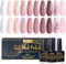 INPING Gel Nail Polish, 10 Colors Nude Candy Pink Series Nail Polish Set, Light Pink Dust White Pink Nude Pale Pink Glitter Nail Varnish Soak Off UV/LED Nail for Wedding Bridesmaid Nail Art