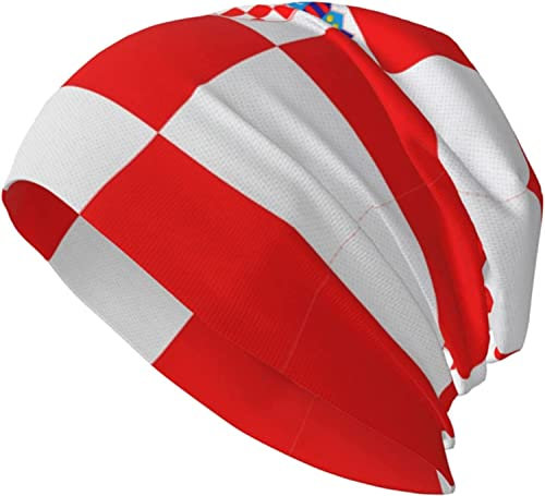LOUJIN Kroatien Flagge Skullies Beanies Dünne Motorhaube Kappe Herbst Casual Beanies Hut, Fotofarbe, One size