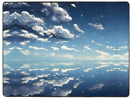 AkosOL Blauer Himmel und weiße Wolken, bequem und luxuriös, schaffen einen warmen Raum, Flanell-Teppich, 160 x 121,9 cm, klassisches Design, um Ihre Zehen zu verwöhnen, für Wohnzimmer, Bett, Balkon