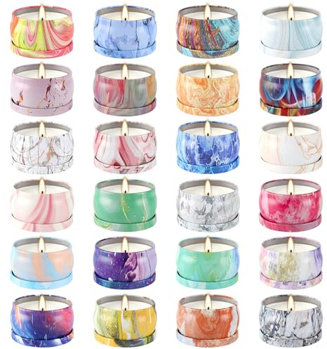 WPONSZU Scented Candles Gifts Set 24 Pack Soy Wax Travel Tin Jar Candles for Home 2.5 OZ jar Candles for Mom for Christmas, Birthday, Thanksgiving, Mother's Day