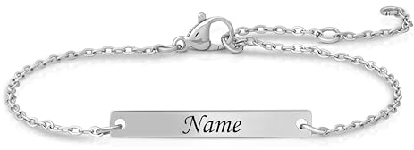 Personalisierte Geschenke Frauen | Personalisiertes Armband | Armband mit Gravur | Geschenk Freundin | Geschenke für Taufe, Valentinstag, Weihnachten, Frau und Freundin (Silber)