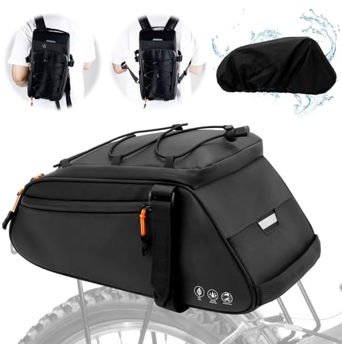 3 in 1 Borsa per Portapacchi Bicicletta, 10 l impermeabile borsa Bici Posteriore Borsa Portabiciclette Portapacchi per bicicletta Riflettente Copertura Anti-Pioggia per iaggi All'Aperto Biciclettas