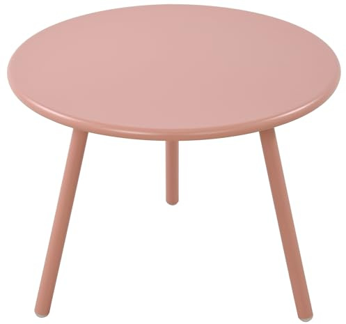 CLP Loungetisch rund Outdoor UV-beständig rund Farbe:pink | Minot - Couchtisch mit wetterfester Kunststoffplatte und stabilem Metallgestell, vielseitig einsetzbar