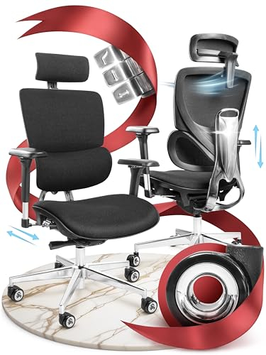 CLOUVOU MasterSeat Bürostuhl Ergonomisch [TESTSIEGER] Schreibtischstuhl 100% individuell einstellbar | Büro Stuhl & Gaming Stuhl | Computerstuhl Home Office Chair Ergonomic | Drehstuhl 150 kg