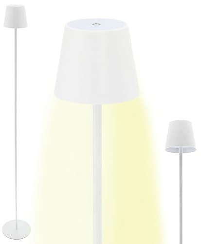 Cepewa LED Stehleuchte Touchfunktion weiß | stufenlos dimmbar warmweiß 10x120cm | 27 LEDs USB-zu USB-C Ladekabel (weiß)