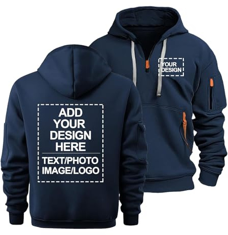 CLMETHE Maglione logo personalizzato abbigliamento lavoro cerniera 1/4 felpe cappuccio da uomo testo personalizzato immagini felpe tute da ginnastica casual taglie forti cappotto