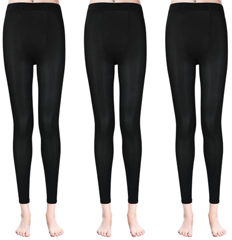 KOOOGEAR 3 Paar Ohne Fuß Schwarz Ballett Strumpfhose für Damen 80 Denier Weiche Opaque Legging Tanzstrumpfhosen ﻿