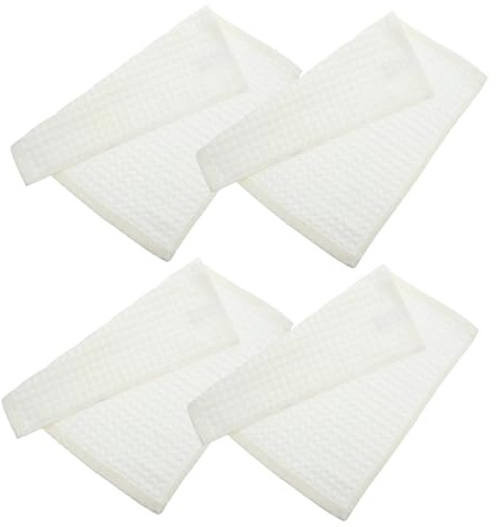 JECOMPRIS 4pezzi Asciugamani Waffle in Cotone Naturale Bianco Latte Morbidi e Assorbenti Per Viso e Casa Asciugatura Rapida Per Sensibile