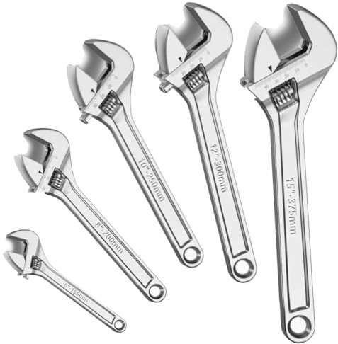 Satargo Adjustable Spanner Set, Heavy Duty Steel Wrench Set, 6 to 15, 5-Piece Set