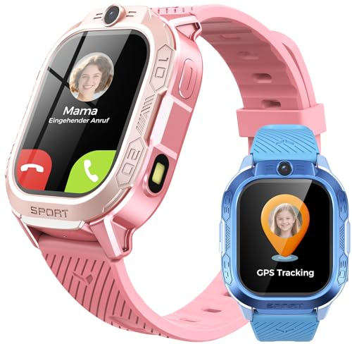 OIKKEI 4G Kinder Smartwatch mit GPS, Telefon & Videoanruf, Kinderuhr mit ChatGPT, Sprachchat, WiFi, SOS, Schulmodus, 4 Sportmodi, Kindergeschenke für Teenager ab 5-13 Jahren(Rosa)