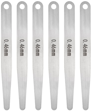 sourcing map 6 spessimetri di spessore metrico 0,46 mm a lama singola ovale spessimetro in acciaio inossidabile 304 strumento di misurazione per riparazione valvola chitarra candela