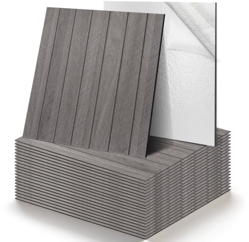 Wandpaneele Selbstklebend 3D Holzoptik Wandverkleidung mit Realistischer Holzmaserung Wasserfest, Dekorative Wandpaneele für Wohnzimmer Schlafzimmer TV-Wand Flur Büro Mietwohnung (Dunkelgrau)