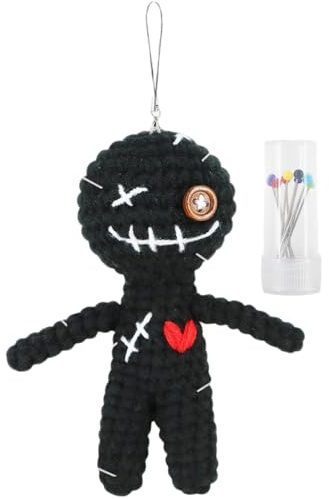 Joygoodta Muñeco vudú, muñecos vudú, 5 Divertidos muñecos de Ganchillo con Agujas y Cuerda para Colgar, Adornos positivos inspiradores para Amigos compañeros de Trabajo, Decoraciones de Halloween