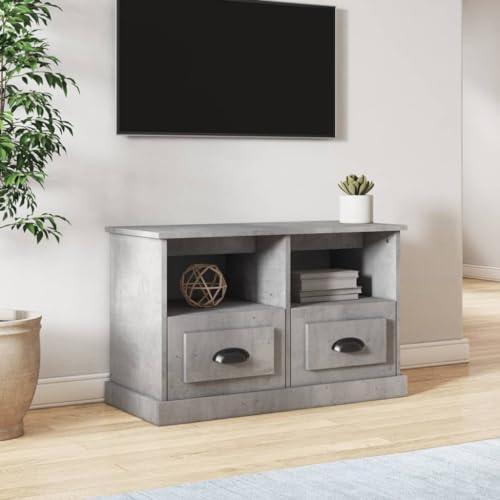 ZXLIHS Meuble TV de 80 cm, Petit Meuble TV d'angle, Meuble TV de Ferme, Centre de Divertissement à 2 Niveaux avec 2 tiroirs éères Ouvertes (Gris)