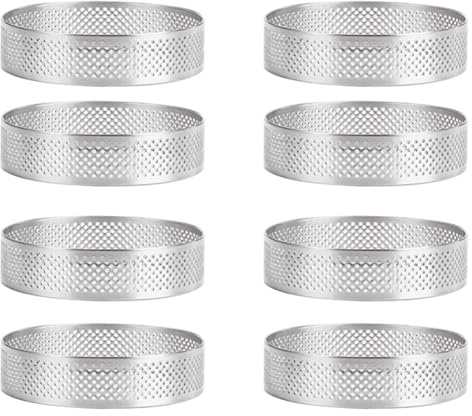 Smallterm Anillo para Tartas de Acero Inoxidable de 8 Piezas, Resistente al, Perforado para Pastel de Mousse, Redondo, Doble Enrollado, Forma de Metal, 6 cm