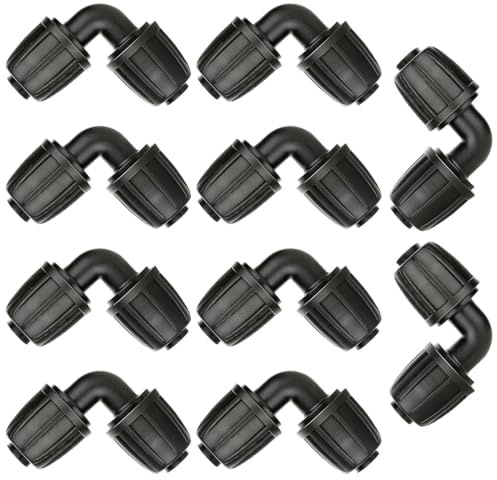10 Conectores enForma De L Para Manguera de Jardín de 16 Mm, Conexión de 13 Mm (1/2), Sistema de Riego Por Goteo Universal de Alta Resistencia Para Agricultura, Jardinería Y Césped