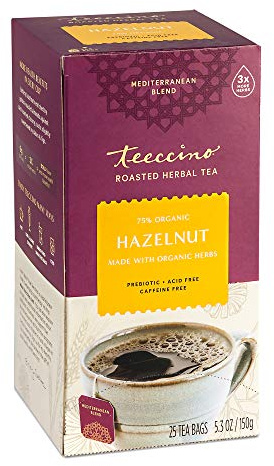 Teeccino Herbal Tea – Hazelnut – Rich & Roasted Herbal Tea That’s Caffeine Free & Prebiotic for Natural Energy, 25 Tea Bags
