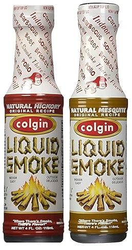 Bundle - 2 Items: Colgin Gourmet Liquid Smoke - Natural Mesquite and Natural Hickory Flavors (4 oz each)