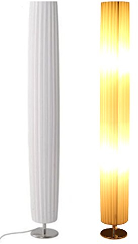 Trango 120R Design Plissee Stehleuchte *Nizza* in Rund Stehlampe, Wohnzimmer Lampe, Leuchte, Standleuchte - Durchmesser: 14cm Ø - H: 120cm - mit 2x E27 Fassung ohne Leuchtmittel