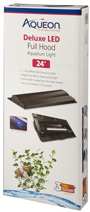 Aqueon LED Deluxe Fish Tank Aquarium Full Hood, Black, 24 Inch