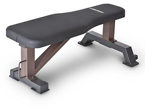 Steelbody Deluxe Versatile Rated 800 lbs Flat Utility Workout Bench Station for Home Gym Weightlifting and Strength Training STB-10101, Black-Brown