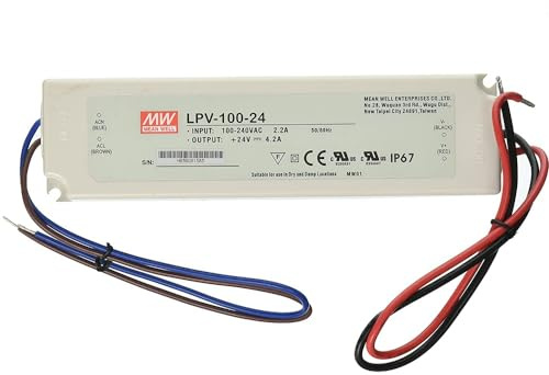 Kingled - Bloc d’Alimentation 24V 100W 4.2A Haute Qualité Imperméable Ip67 adapté à l'extérieur modèle MeanWell LPV-100-24 Transformateur pour Bande LED 24V