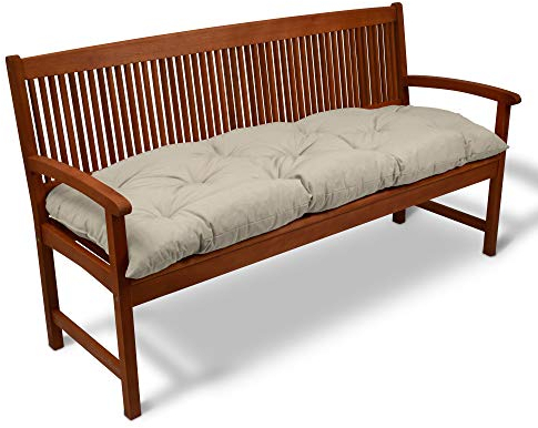 Beautissu Cojines para Bancos Flair BK 150x50x10 cm Cómodo Acolchado Banco de jardín/Columpio Hollywood Beis