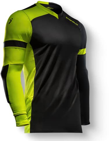 Storelli ExoShield Gladiator Goalkeeper Jersey | Padded Elbow Sleeves | Lightweight Soccer Jersey Shirt | Black | Youth Medium