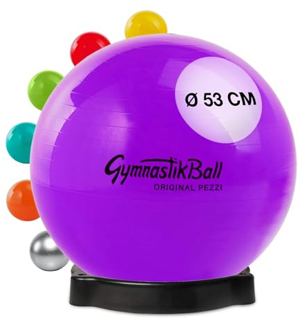 PEZZI Gymnastikball Standard Sitzball mit Ballschale | Sitzball aus robustem PVC, belastbar bis 400 kg, für Therapie, Sport und Büro