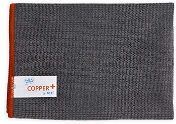 Paño de microfibra Copper+ de Rezi, 32 x 32 cm, color gris, paquete único, paño de limpieza de microfibra de cobre de Rezi, desinfectar, antibacteriano y antiviral, para todas las superficies