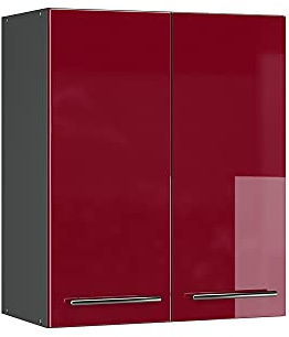 Vicco Hängeschrank Fame-Line, Bordeaux Hochglanz, 60 cm | MDF-Front · Soft-Close · 2 Einlegeböden · Metallgriffe · ✓ Praktischer Stauraum
