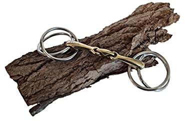 Esposita Doppelringtrense Fahrgebiss - doppelt gebrochen - Messing Mundstück - Ringe aus Edelstahl 8,5cm