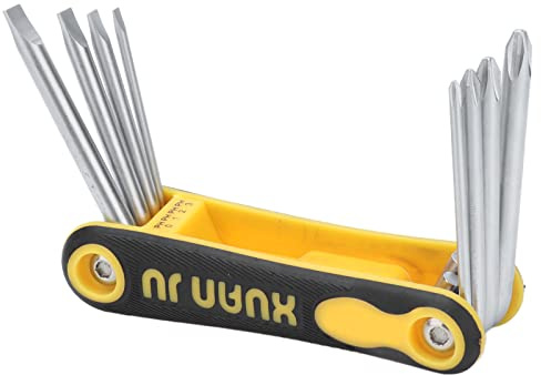 Juego de Herramientas de Destornillador Plegable de Bolsillo Universal 8 en 1 Puntas de Destornillador Ranuradas Phillips Portátiles para Mantenimiento