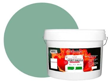 BOX DECO COULEURS Natura Umweltfreundliche Farbe für den Innen- und Außenbereich, Satin-Optik, 10 l/130 m², Energieeffizienzklasse A+, Salbeigrün