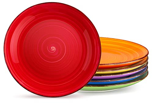 vancasso Bonita Dinner Plates, 10.5 Inch Ceramic Plates, Microwave, Oven and Dishwasher Safe Plates Set of 6 - Assorted Colors