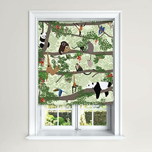 Lister Cartwright Asian Rainforest Animal Blackout Roller Blind Child Safety Cut To Size Fitting (120 cm Width x 140 cm Drop)