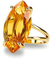 Bague Cocktail En Citrine Remplie D'or 14k - Bagues En Pierre Qui Attirent Le Regard, Bijoux De Mode, Bagues En Or - Bagues Uniques Pour Femmes - Bijoux Faits Main Avec Boîte À Bijoux
