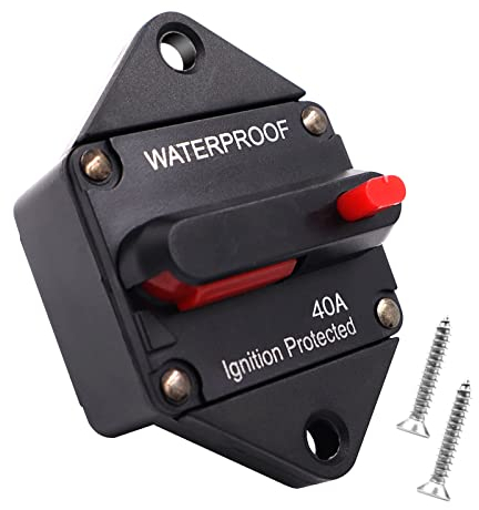 Schutzschalter Für Auto Boot Sicherung Zurücksetzen,12V-48V DC 20-100A Wasserdicht Sicherungshalter, Leistungsschalter Reset Sicherungshalter (40A)