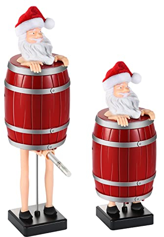 Distributeur de Cigarettes Amusant, Porte-Cigarettes, Etui à Cigarettes, Décoration de la Maison, Cadeau pour Homme, Déco de Figurine (Père Noël dans un tonneau en bois)