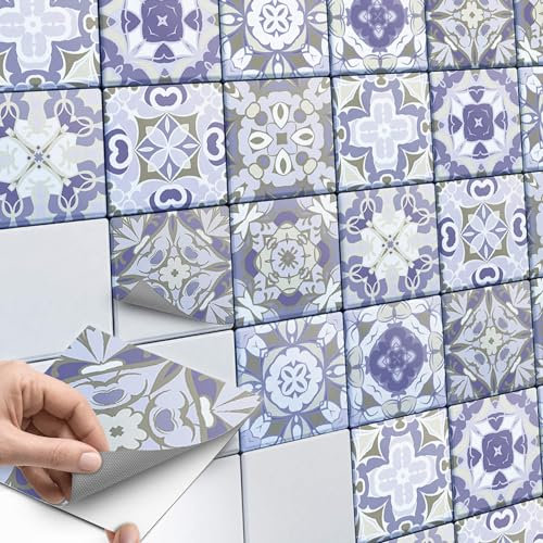 60 Stück Fliesenaufkleber, Mosaikfliesen 20x20 cm für Bad und Küche - Fliesenfolie, Klebefliesen selbstklebend - SET // Design: Princess Dream