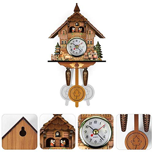 WBTY Horloge Antique en Bois Coucou Nichoir Horloge Murale Décor À La Maison Suspendu Auto Swing Cloche (CM010)