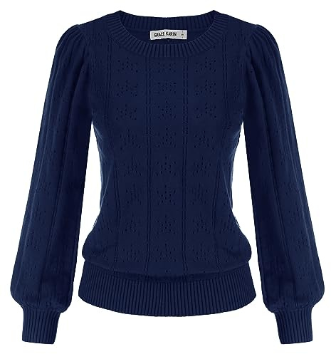 GRACE KARIN Crew Neck Jumpers for Women UK Autumn Winter Daily Knitwear