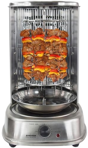 Syntrox Germany Dönergrill Edelstahl 21 Liter Drehspieß Gyrosrgrill, Hähnchengrill, Tischgrill Elektrisch, Edelstahl Fettauffangbehälter, Leicht zu reinigen, Grillgenuss (ohne Zubehör)