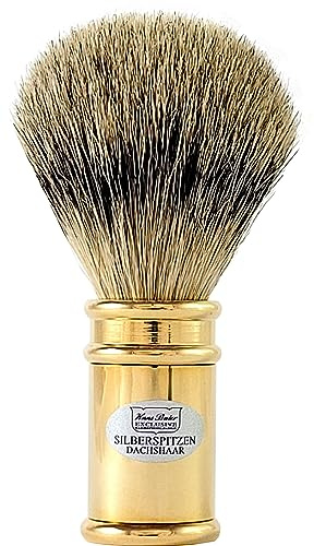 Hans Baier Exclusive Rasierpinsel Griff Metall goldfarben - Größe 1
