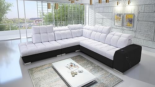 All4All Ecksofa mit Schlaffunktion Piaggio IX - 285x300cm - Sofa mit Bettkasten - Schlafsofa L-Form - Eckcouch - Couch - Sofaeck - Bett - Wohnzimmer - Terra 80 +Kunstleder Schwarz Seite Links 26