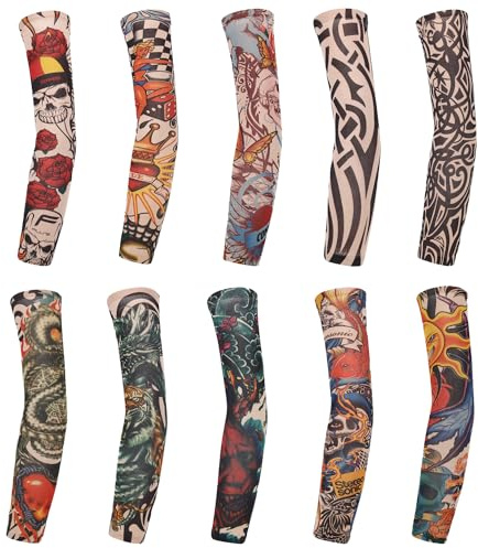 TRKETK 10 Piezas Protector Solar Manga de Tatuaje Artístico Unisex 39CM