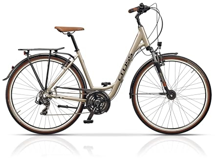 Airtracks 28 Zoll Damen Trekking Fahrrad Area Lady Low Step Trekkingrad 21 x Gang Shimano RD- TY500 SGS Beige - Rahmenhöhen 46cm 50cm 54cm - (54cm (Körpergröße 175-185cm))