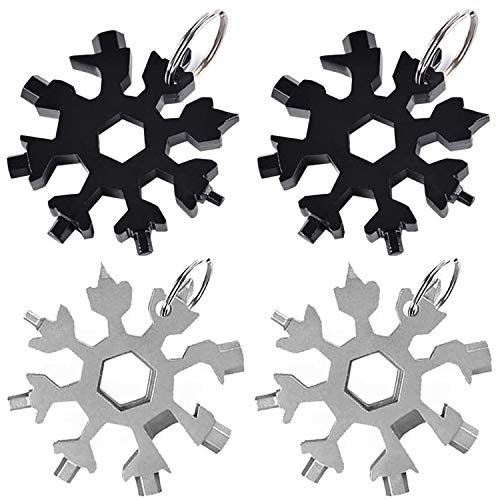 JDGEU 18-in-1 Edelstahl-Schneeflocken-Multitool, Outdoor-Schraubenschlüssel, Schneeflocke, tragbarer Snowboard-Schraubendreher, Schlüsselanhänger, Kombinationswerkzeug for Camping /123